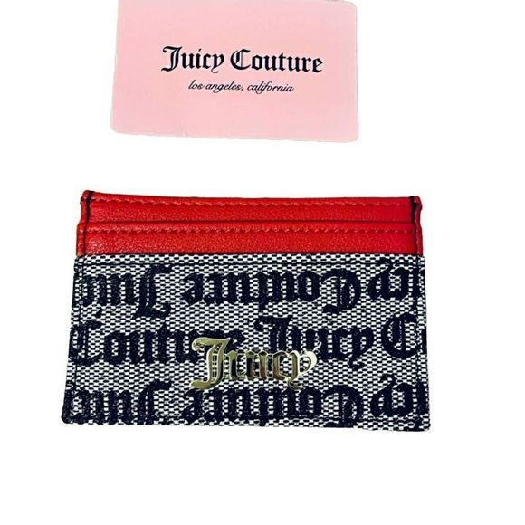 Juicy Couture Signature Logo Card Case Wallet (4" x 3") - Red/Black - Picture 5 of 11